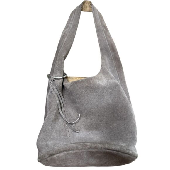 Elizabeth and James Cow Leather Pig Suede Shoulder Bucket Bag Boho Western - Picture 1 of 11